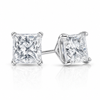 1.5 Ct each Princess cut Diamond Studs Earrings