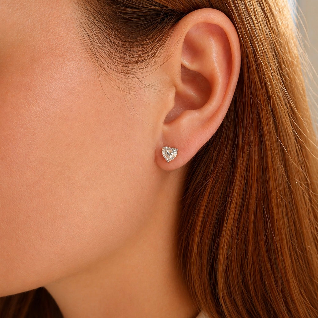 0.90 Ct each Heart studs Diamond Earrings