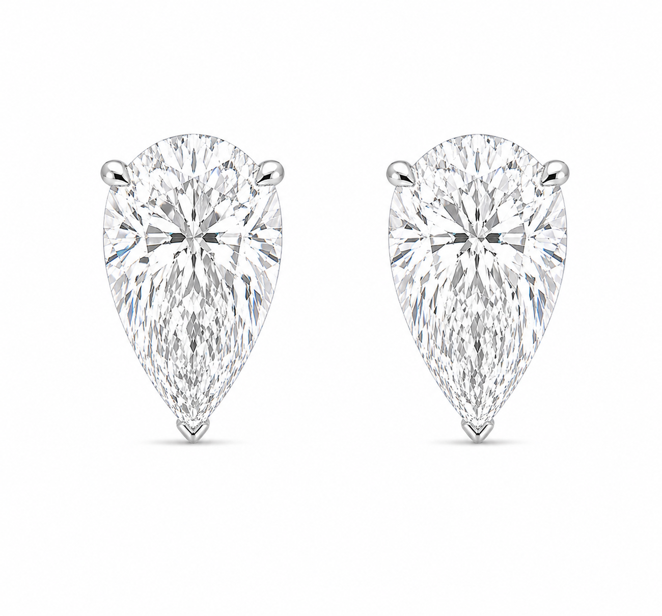 4 Ct each Pear Shape Studs Diamond Earrings