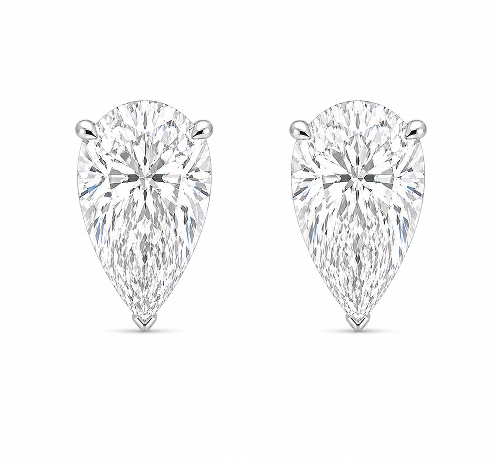 4 Ct each Pear Shape Studs Diamond Earrings