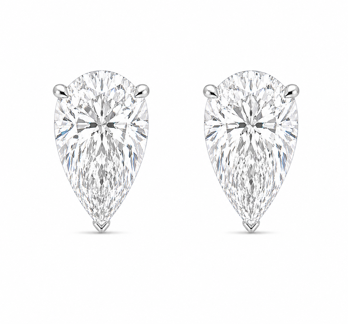 4 Ct each Pear Shape Studs Diamond Earrings
