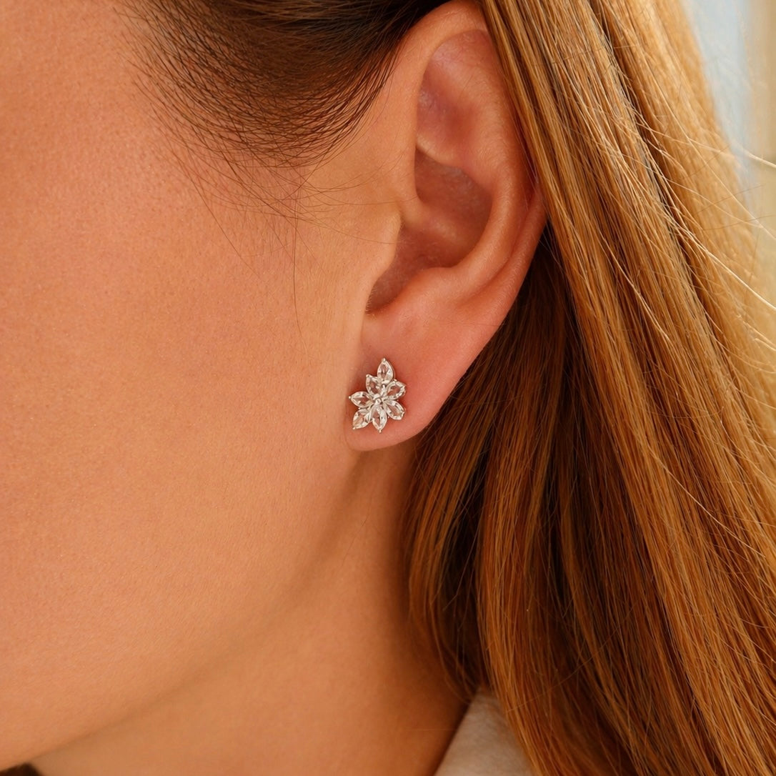 1.55 cttw Rose Cut Diamond Studs Earrings