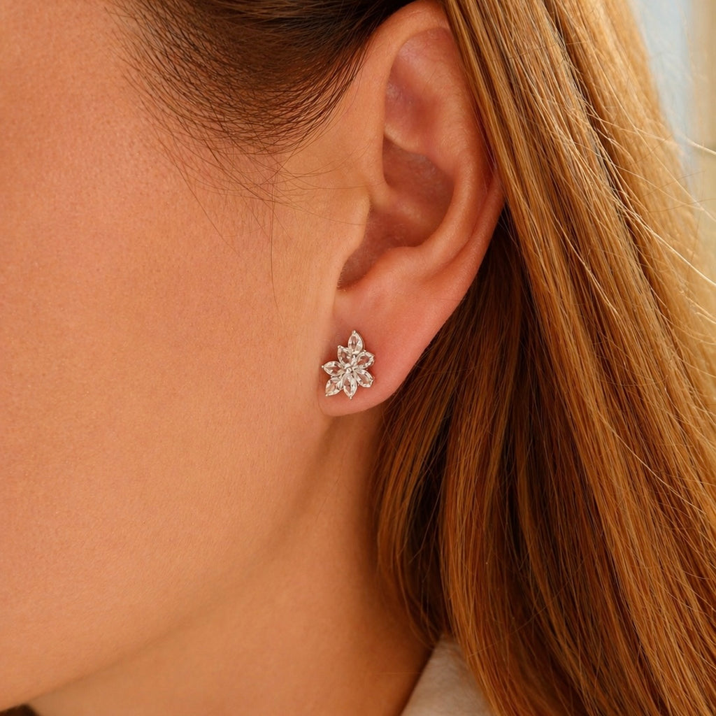 Rose Cut Lab-Grown Diamond Studs Earrings 1.55 cttw