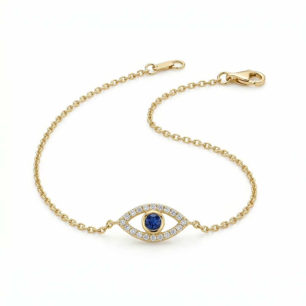 Custom Lab-Grown Diamond Bracelet with Blue Sapphire