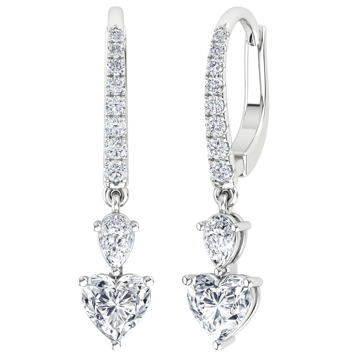 Elegance Heart Lab-Grown Diamond Drop Earrings 4 cttw