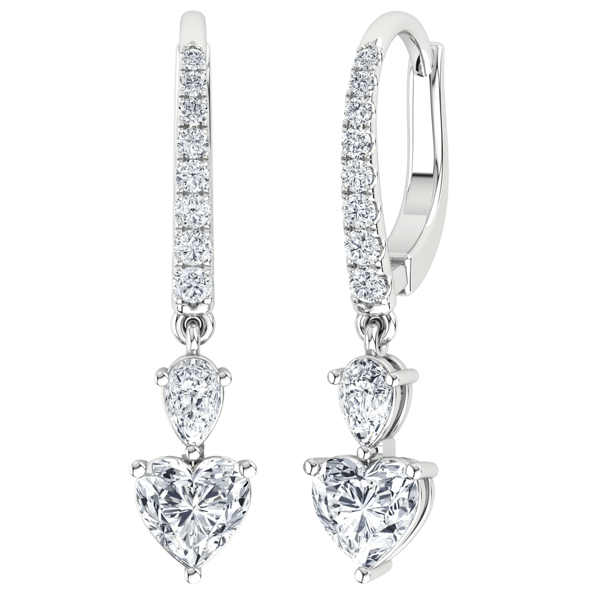 4 cttw Elegance Heart Drop Earrings