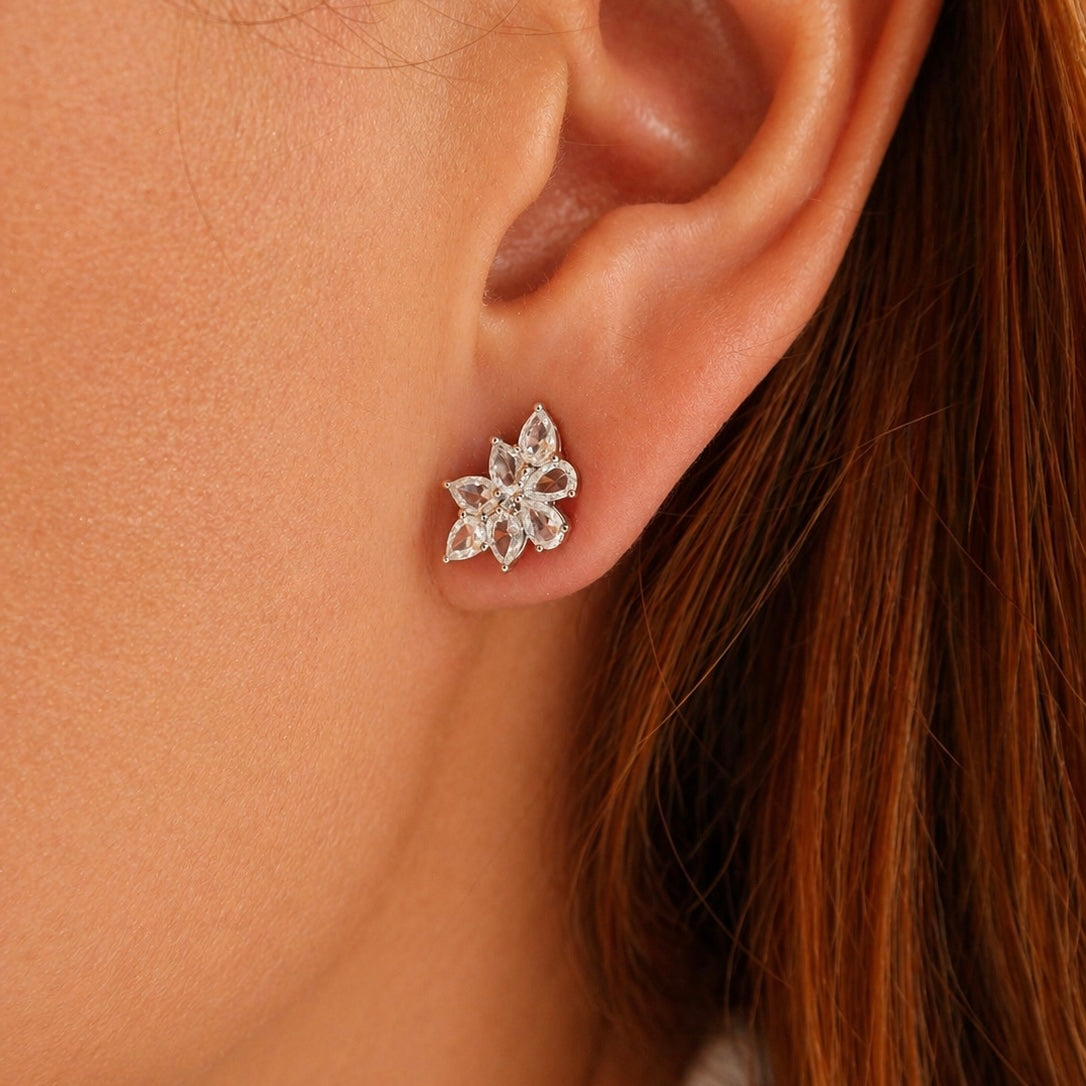 1.55 cttw Rose Cut Diamond Studs Earrings