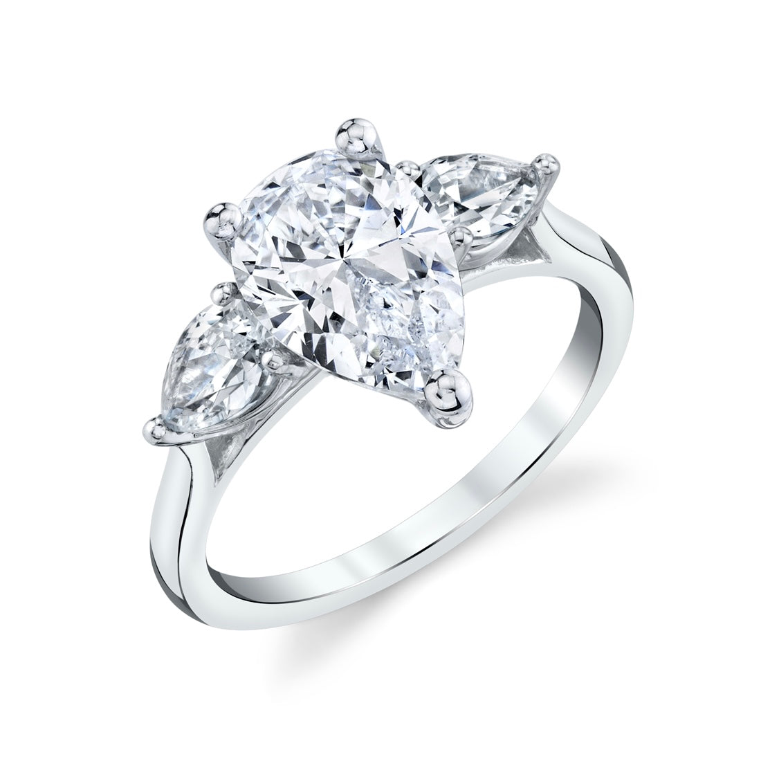 Pear Shape Lab-Grown Diamond Ring 2 Ct with 0.20 Ct Side Diamonds