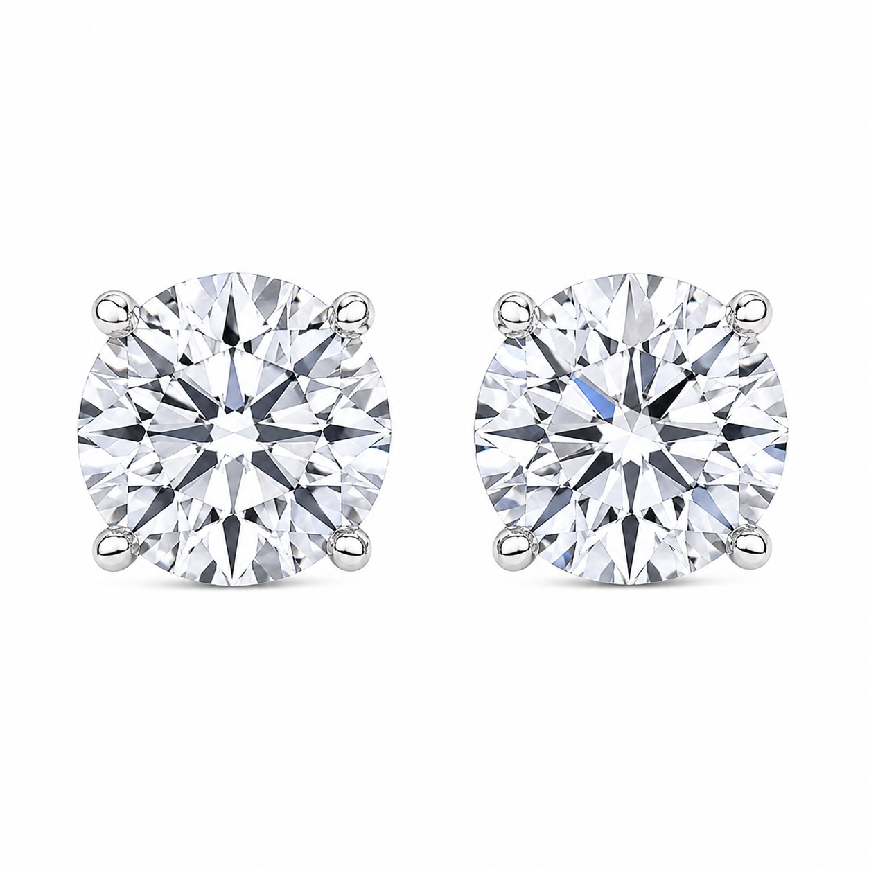 3 Ct each Round Studs Earrings