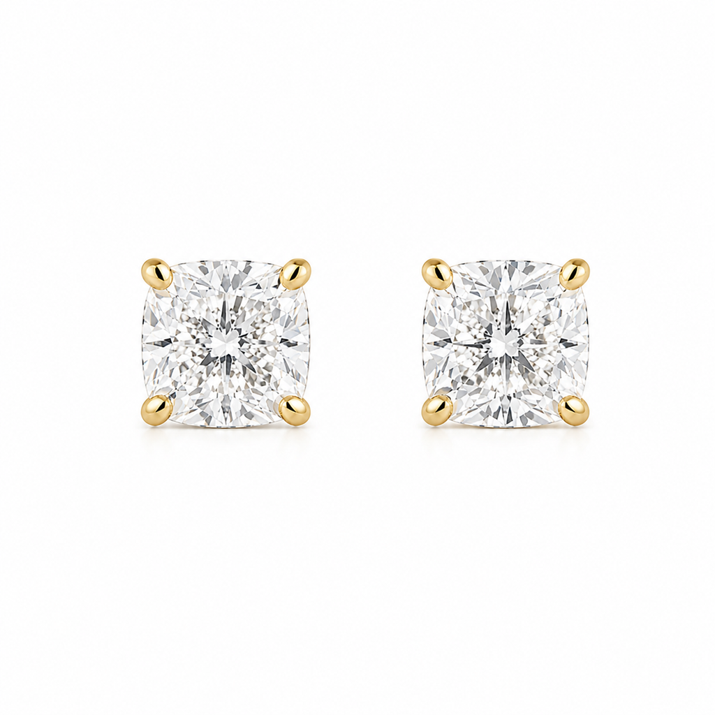 1.5 ct each Cushion Stud Diamond Earrings