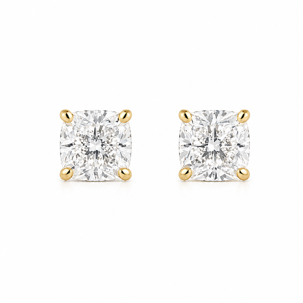 1.5 ct each Cushion Stud Diamond Earrings