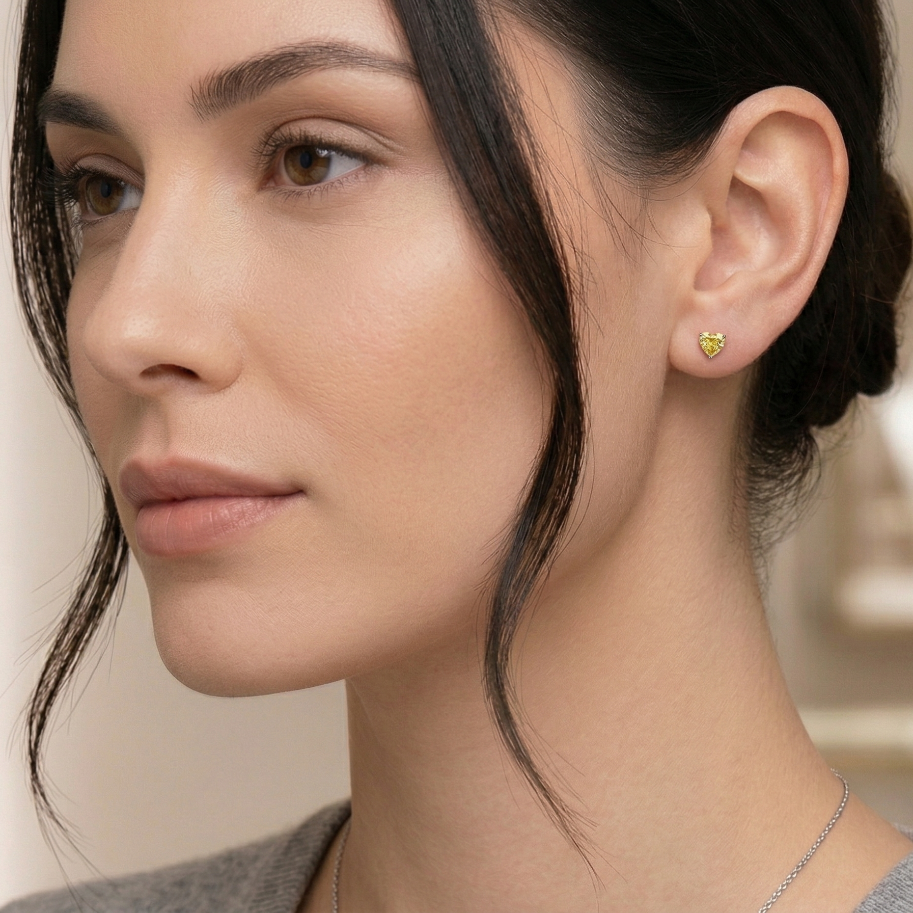 0.5 ct each Fancy Yellow Heart stud Earrings