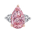 4.02 Ct Fancy vivid Pink Rose Pear shape lab grown diamond ring with side diamonds