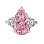 4.02 Ct Fancy vivid Pink Rose Pear shape lab grown diamond ring with side diamonds