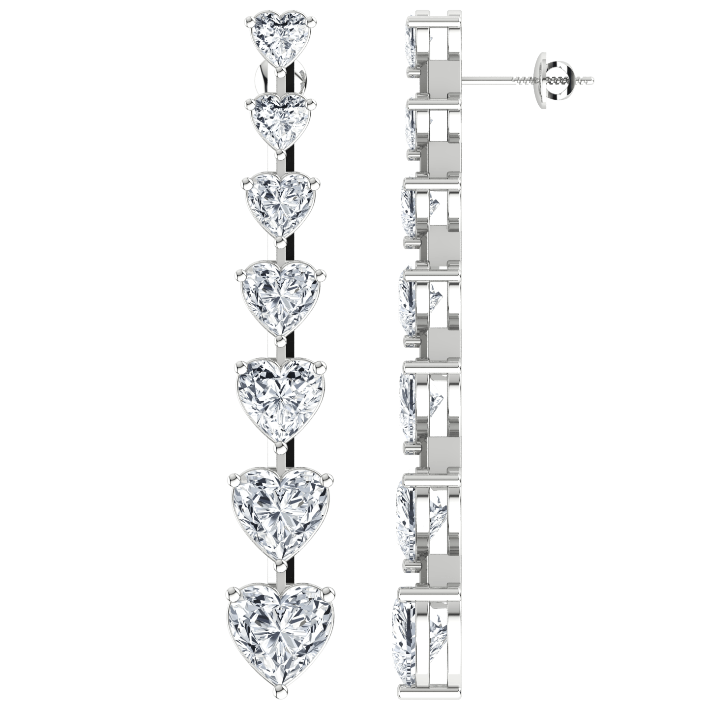 10 cttw Eternity Heart Diamond Drop Earrings