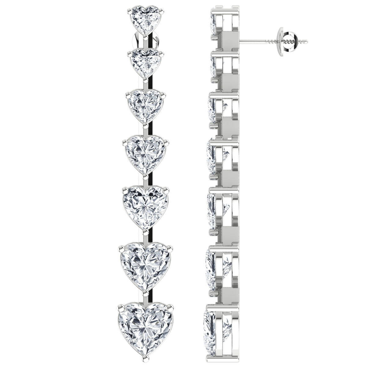 10 cttw Eternity Heart Diamond Drop Earrings