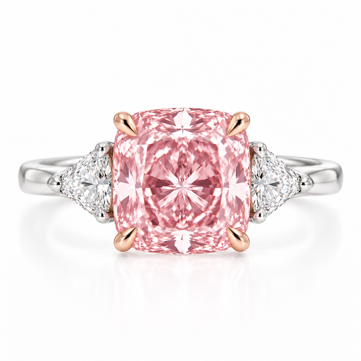 5.03 ct lab grown pink diamond cushion ring