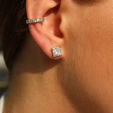 1.5 Ct each Princess cut Diamond Studs Earrings