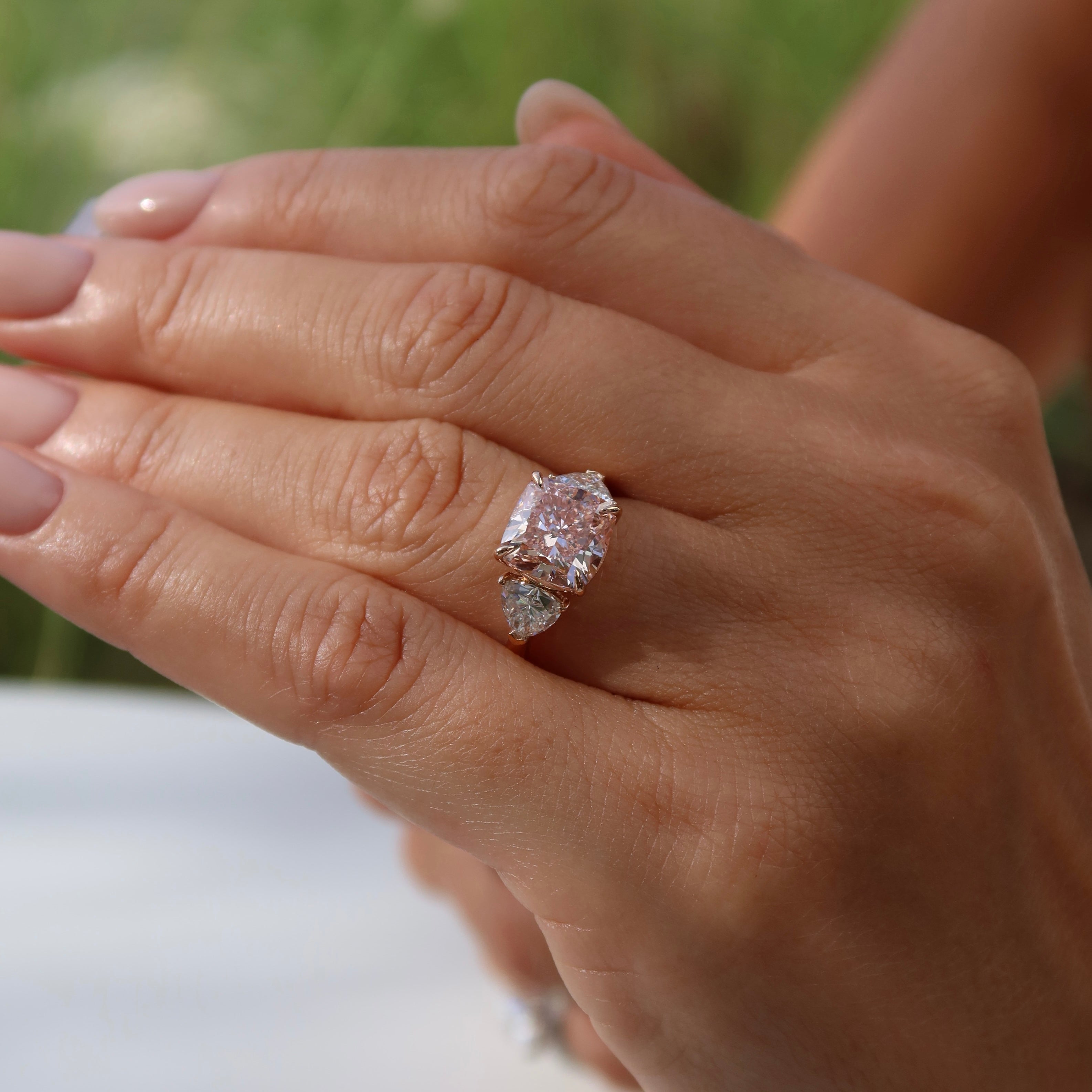 4 Ct Fancy Pink Cushion Lab-Grown Diamond Ring