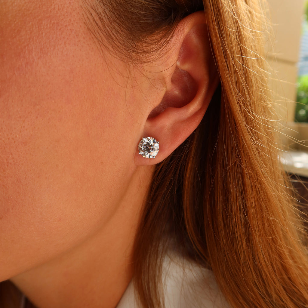 3 Ct each Round Studs Earrings