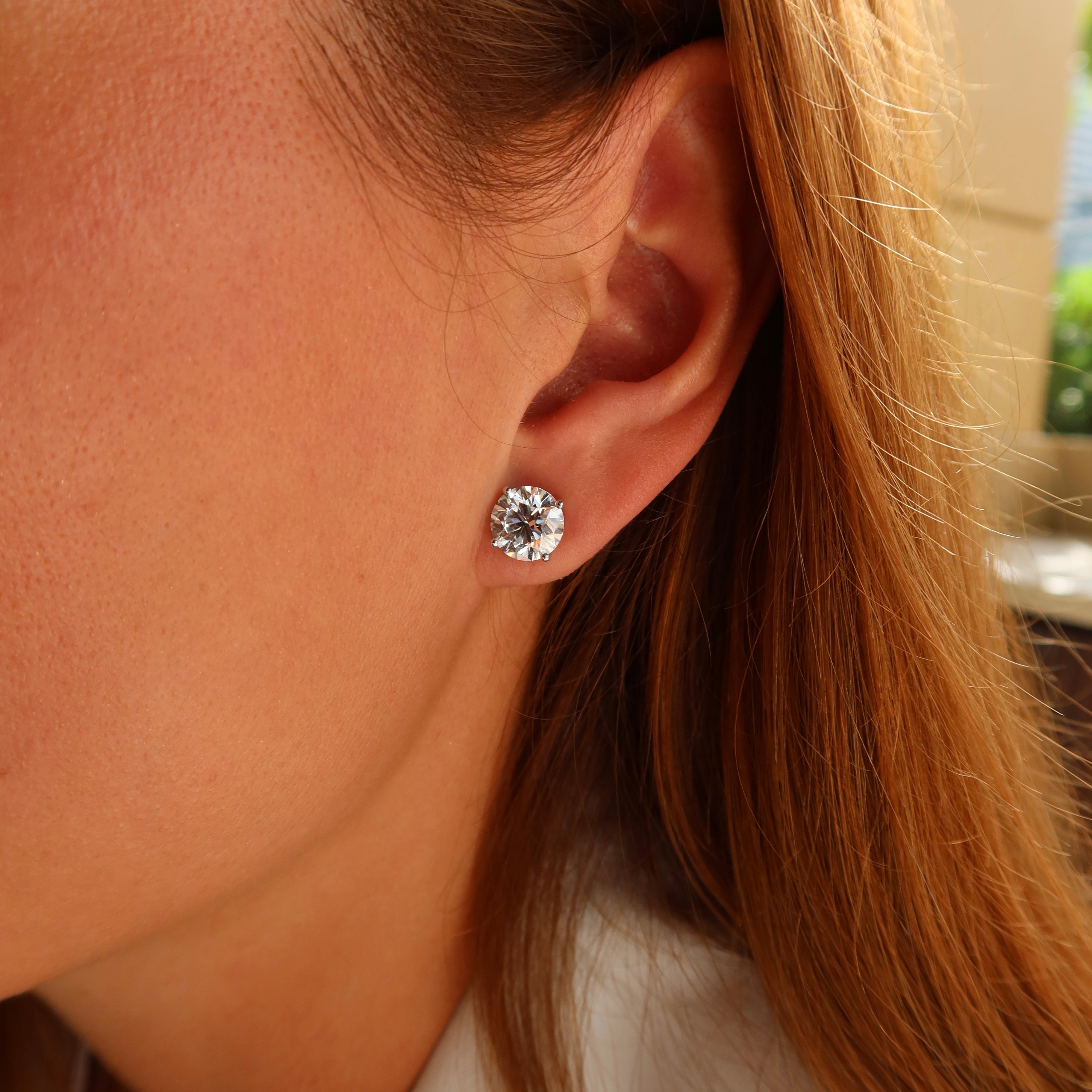 3 Ct each Round Studs Earrings