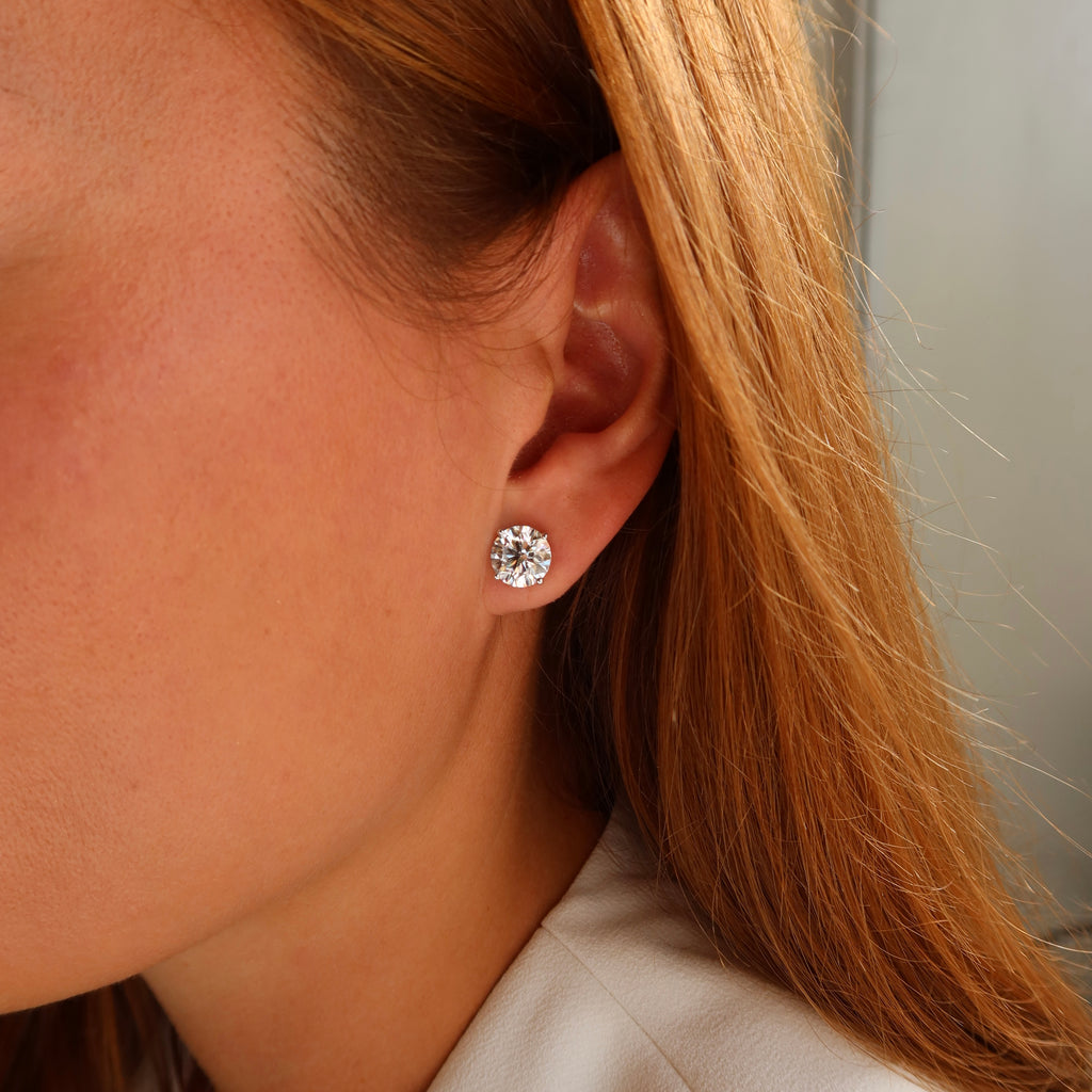 3 Ct each Round Studs Earrings