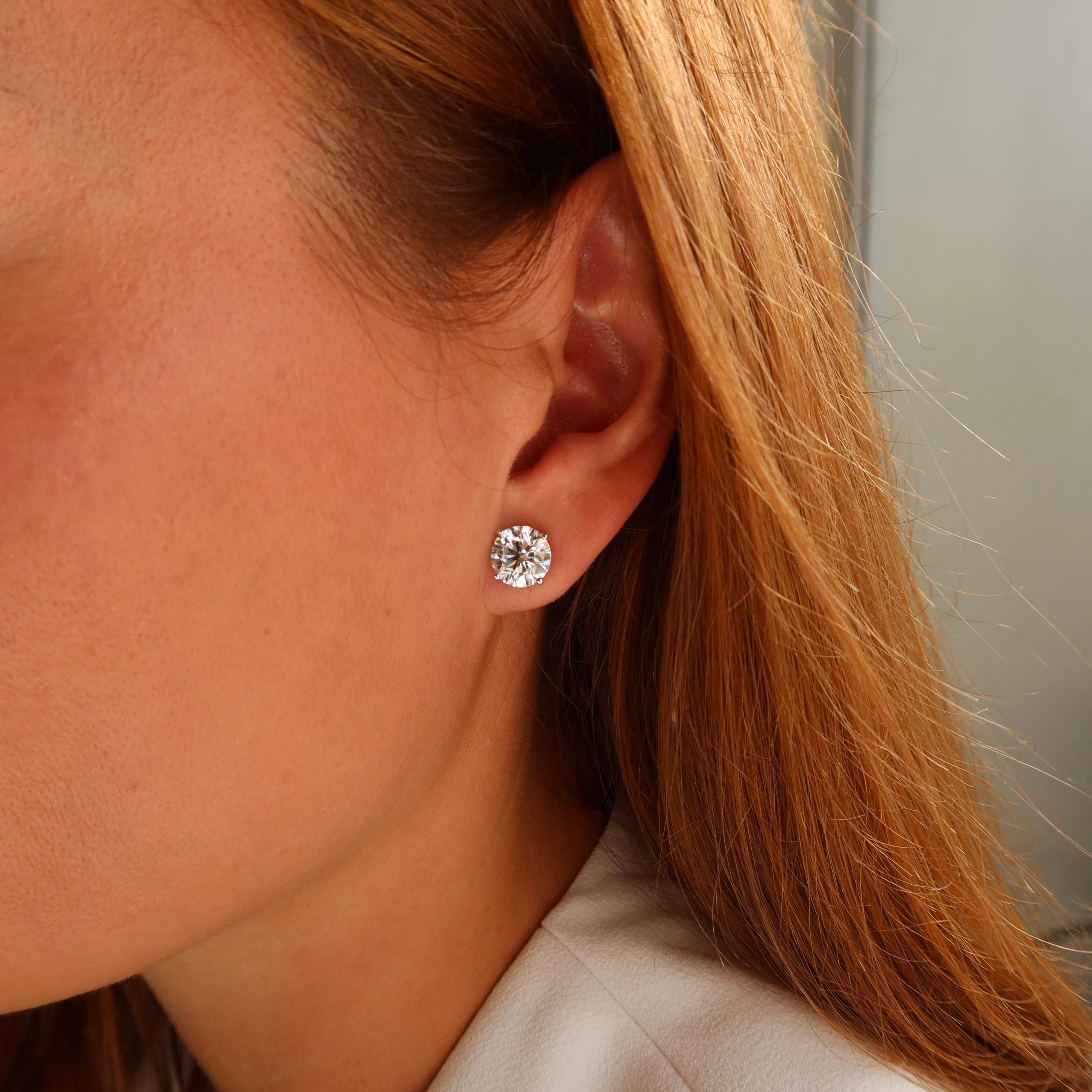 3 Ct each Round Studs Earrings