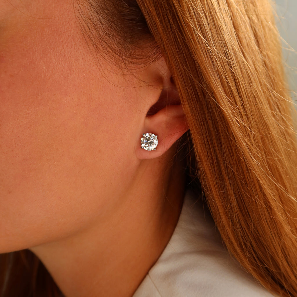 2 ct each Round Martini Stud Earrings 4 prong