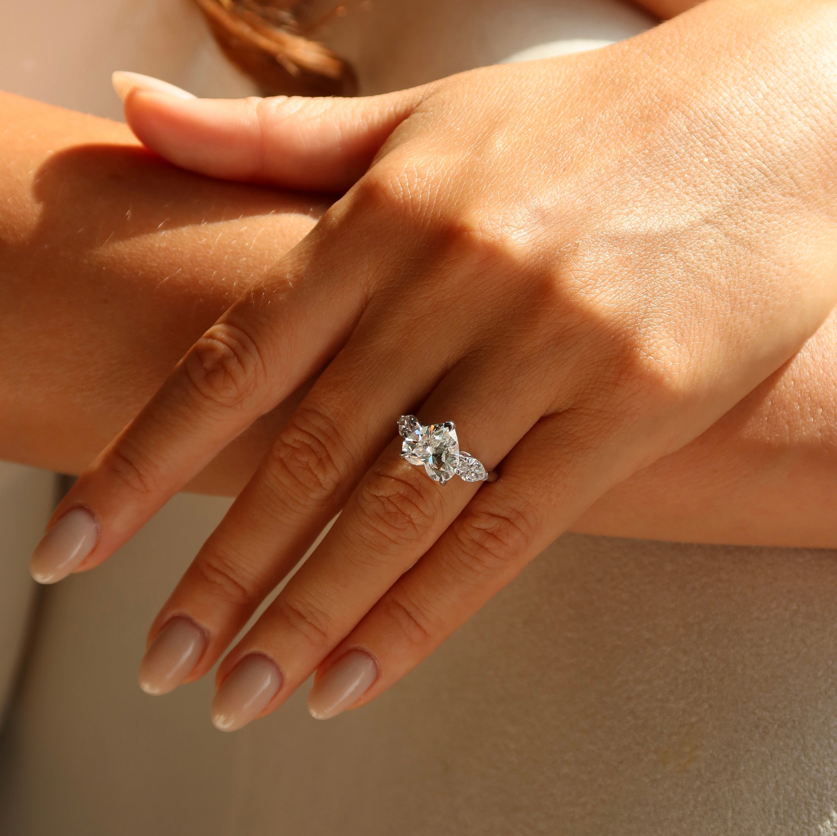 3.09 Ct Heart Lab-Grown Diamond Ring with Side Stones