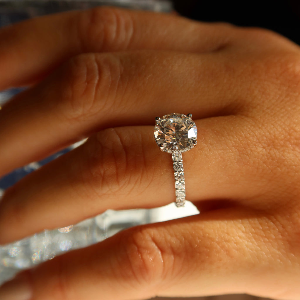 2 Ct Round Hidden Halo Lab-grown Diamond Ring