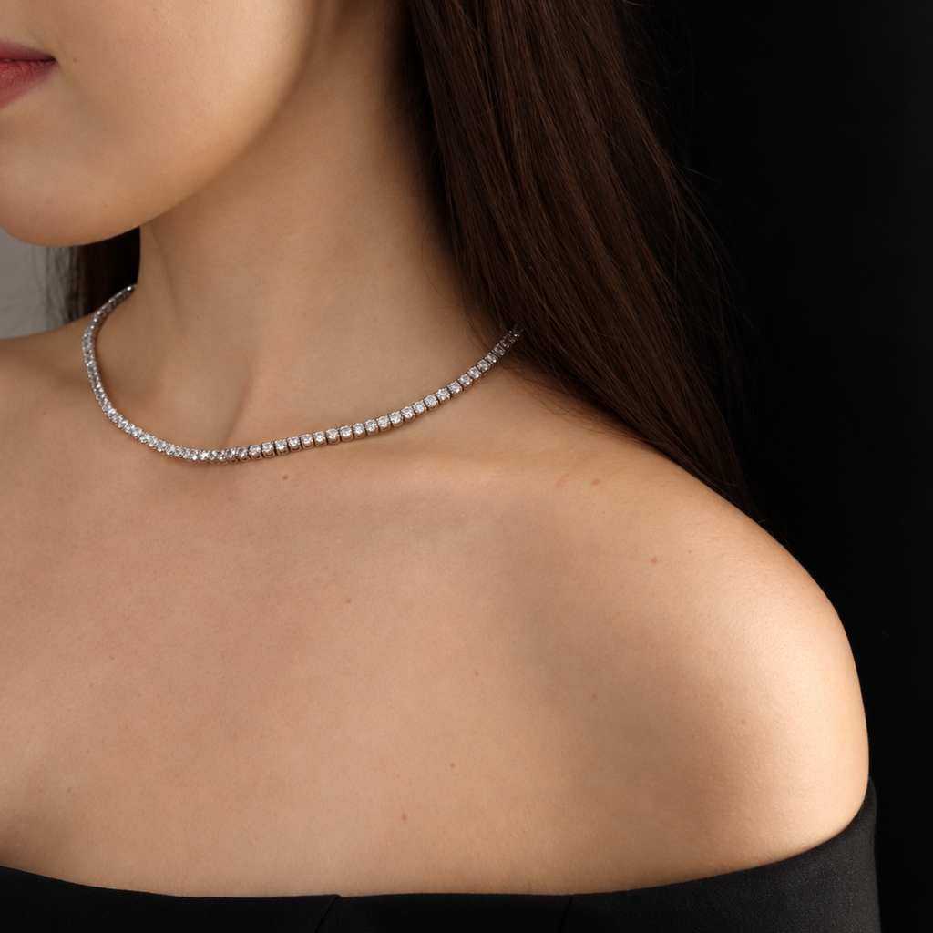 21.08 cttw Lab grown Diamond Tennis Necklace