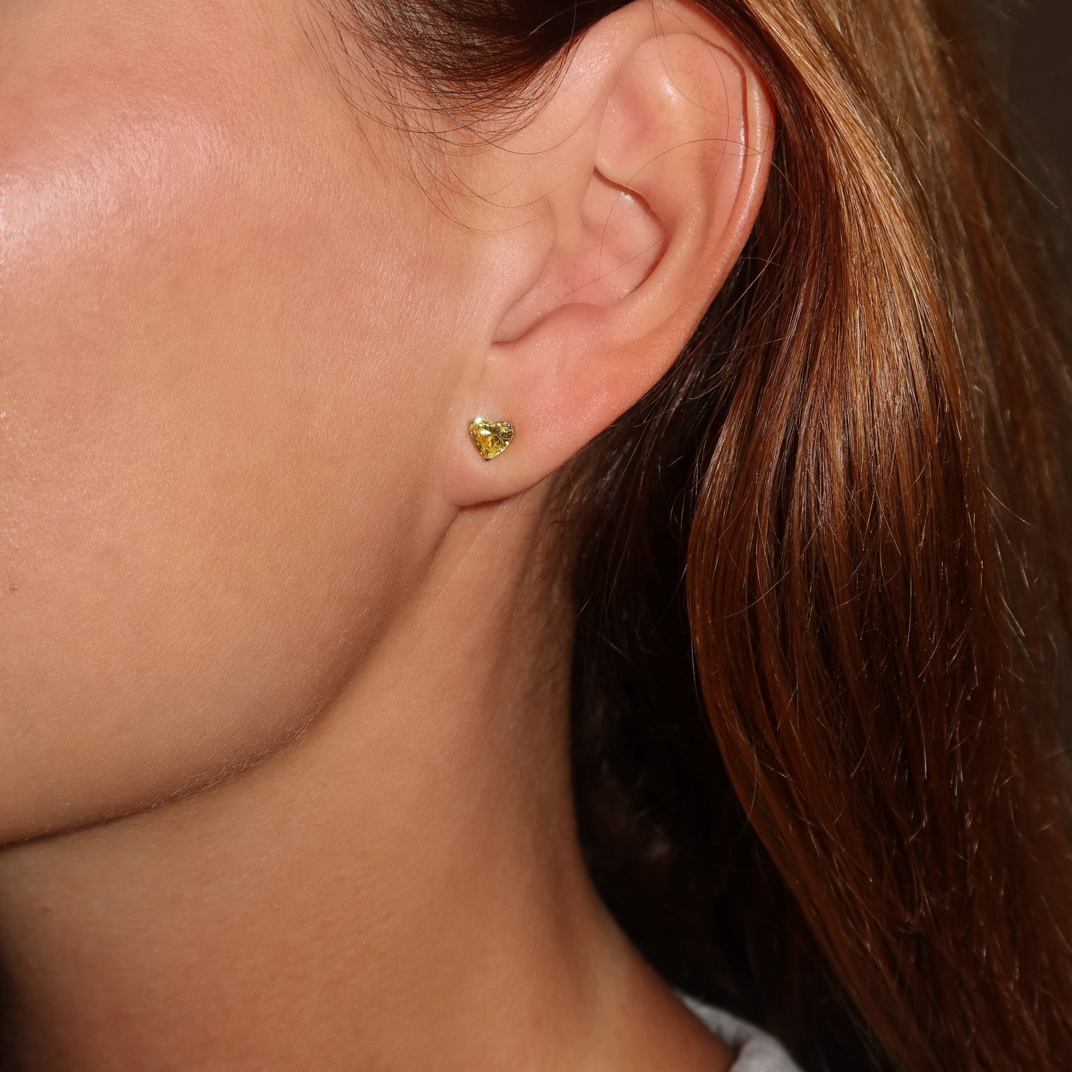 0.5 ct each Fancy Yellow Heart studs Earrings