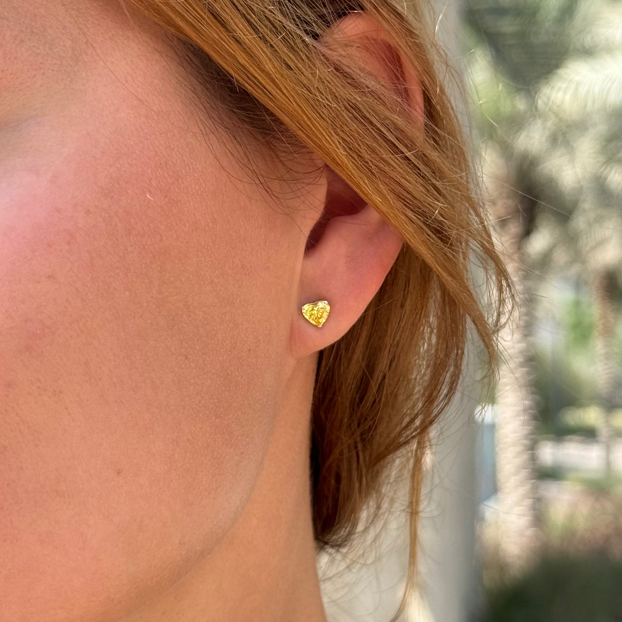 0.5 ct each Fancy Yellow Heart stud Earrings