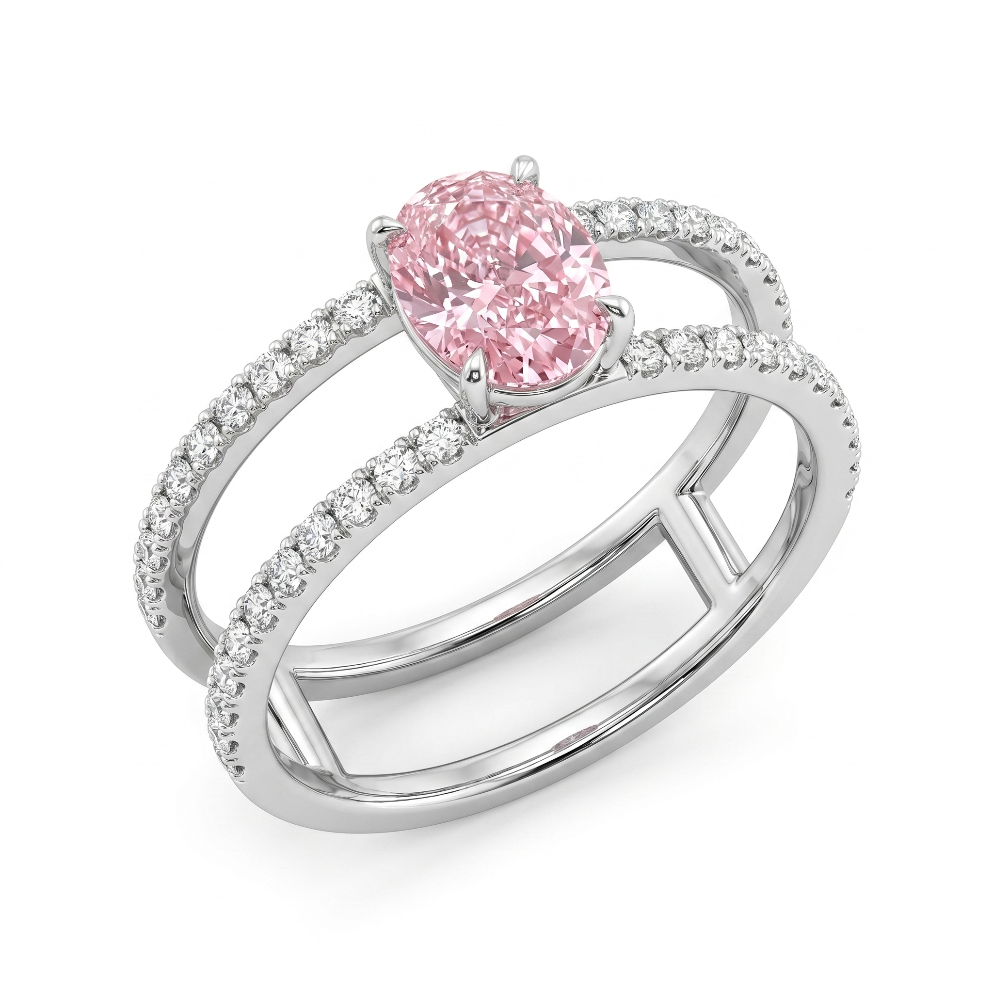 0.50 ct Pink Oval Lab Grown Diamond Ring