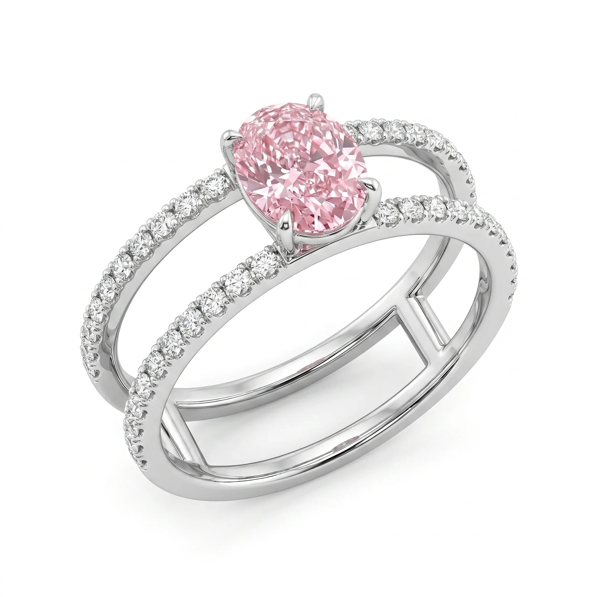 0.50 ct Pink Oval Lab-Grown Diamond Ring