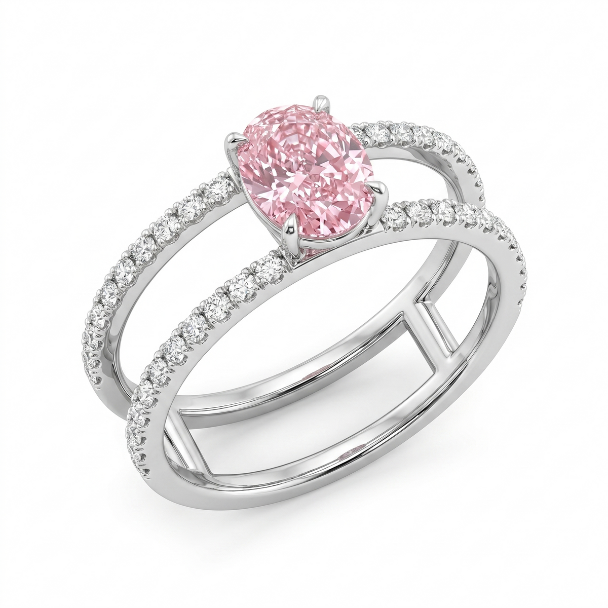 0.50 ct Pink Oval Lab Grown Diamond Ring