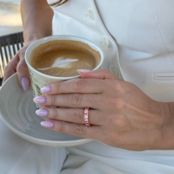 3 cttw Emerald Band Ring Fancy Pink Diamonds