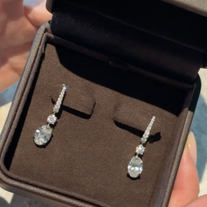 1.5 Ct each Oval Drop lab grown diamond Earrings