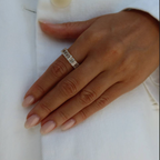 0.32 ct each (6.84 Cttw) Emerald cut band lab grown diamond ring