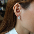 Pearl studs lab grown diamond earrings with  1.32 cttw marquise diamonds