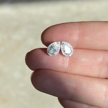 1.10 cttw Halo Pear Studs lab grown diamonds earrings