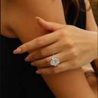 8 Ct center stone Oval lab grown diamond ring with 0.70 ct heart shape side diamonds