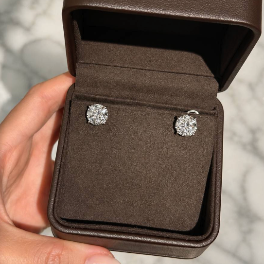 3.56/3.57 ct Round lab grown diamond Studs Earrings