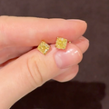 1.01 /1.02 ct Fancy yellow cushion studs earrings