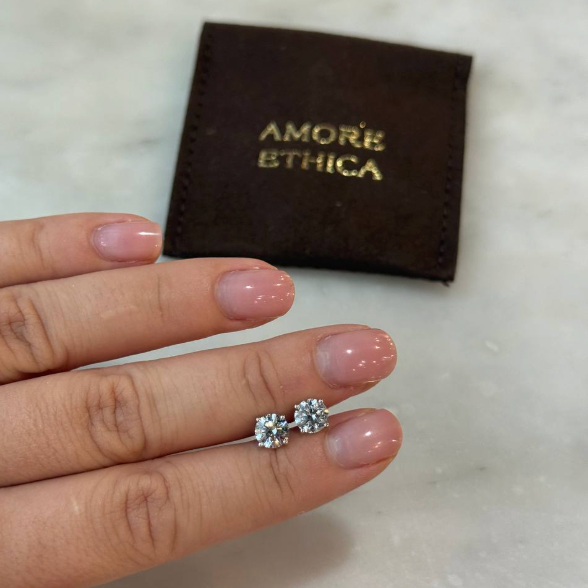 0.82 Ct each Round studs with Natural Diamonds