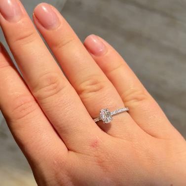 0.70 Ct Oval Natural Diamond Ring with 0.28 cttw Side Diamonds