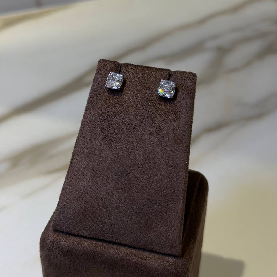 1.5 ct each Cushion Stud Diamond Earrings