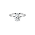 Oval cut lab-grown diamond solitaire engagement ring on minimalist white gold band