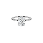 Oval cut lab-grown diamond solitaire engagement ring on minimalist white gold band