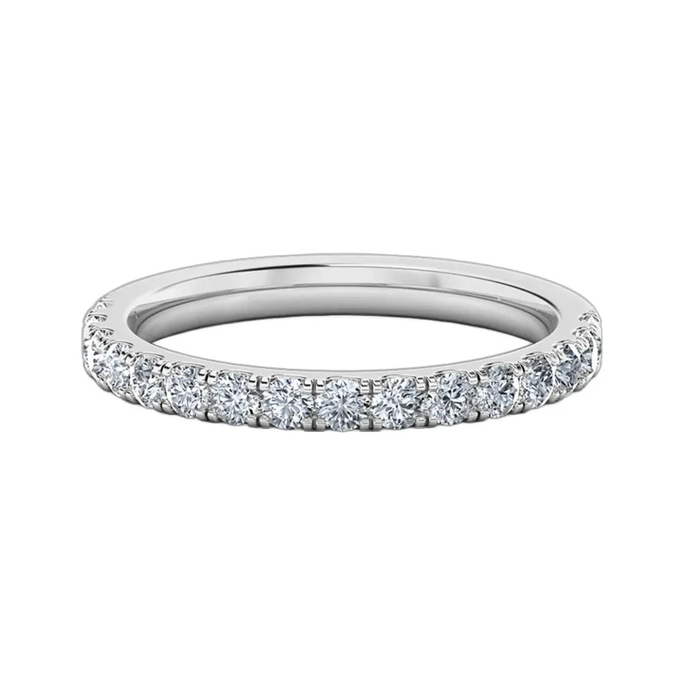 Elegant lab-grown diamond eternity band in white gold with brilliant round stones